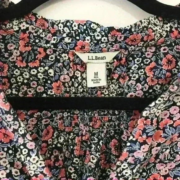 L.L. Bean Floral 3/4 Sleeve Pullover Blouse - Picture 5 of 9